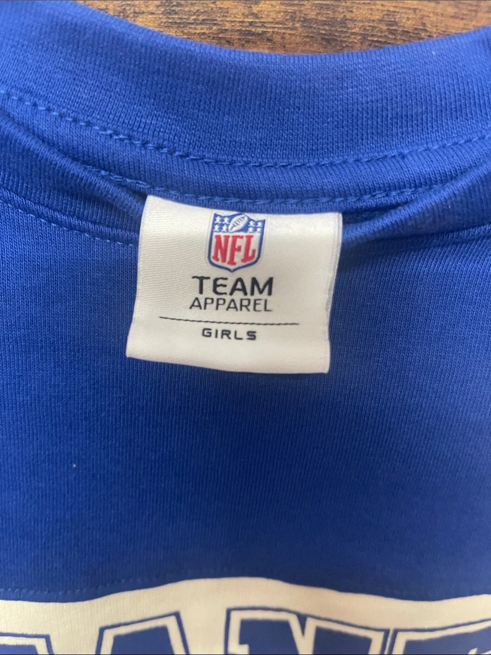 NFL Girls' Royal Blue and Gray Peplum Giants Sweatshirt